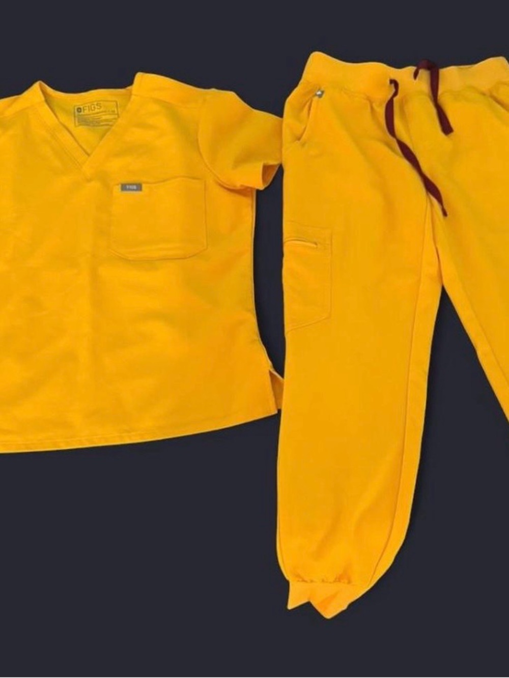 Figs Emergency Yellow Scrub Top & Joggers Set